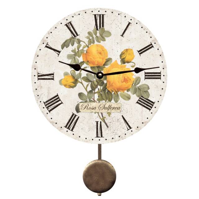 Vintage Yellow Rose Pendulum Clock - Perfect For Romantic Floral Lovers - image 1