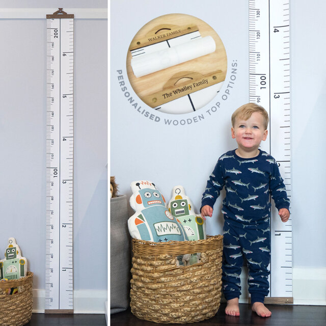 Personalised Name Kids Height Chart - Canvas Portable Removable Growth Imperial & Metric Family - image 1