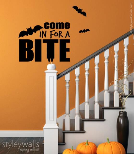 Halloween Wall Decal, Come in For A Bite Bats Decal Office Home Decor, Decor - image 1