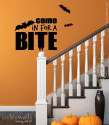 Halloween Wall Decal, Come in For A Bite Bats Decal Office Home Decor, Decor - thumbnail 1