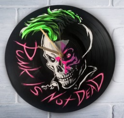 Punk Rock Painted Vinyl Record Clock, . Wall Clock. Gift For Music Lover
