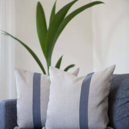 Linen Pillow Cover Set Gray Stripe Color Block Cushion - thumbnail 2
