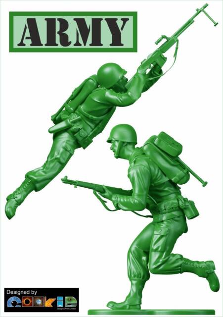 12 X Green Army Men Large - 200mm - Wall/Car Stickers Retro Toy Inspired - image 1