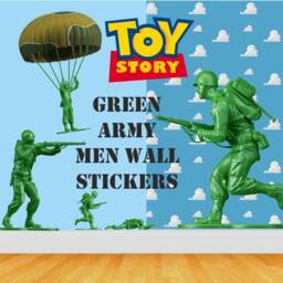 12 X Green Army Men Large - 200mm - Wall/Car Stickers Retro Toy Inspired - thumbnail 2