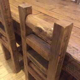 Chunky French Oak Dining Table Set - thumbnail 4