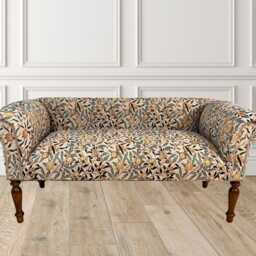 I'm Newoccasional Small Sofa/Bench/Seat Covered in A Woven Tapestry William Morris Style Pomegranate Fruit Tree/Leaves.yellow/Cream/Green - thumbnail 2