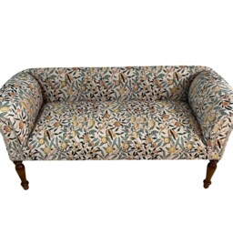 I'm Newoccasional Small Sofa/Bench/Seat Covered in A Woven Tapestry William Morris Style Pomegranate Fruit Tree/Leaves.yellow/Cream/Green - thumbnail 4