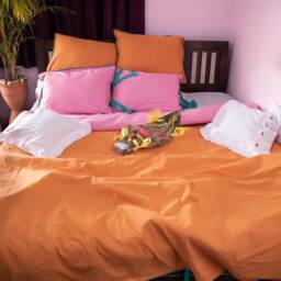 Orange & Pink Combination Cotton Duvet Cover/Dual Color With 2 Pillow Shames Double Side Cover/ Boho - thumbnail 3