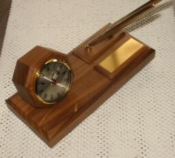 Solid Black Walnut Executive Desk Clock With Brass Penset/Nameplate - thumbnail 2