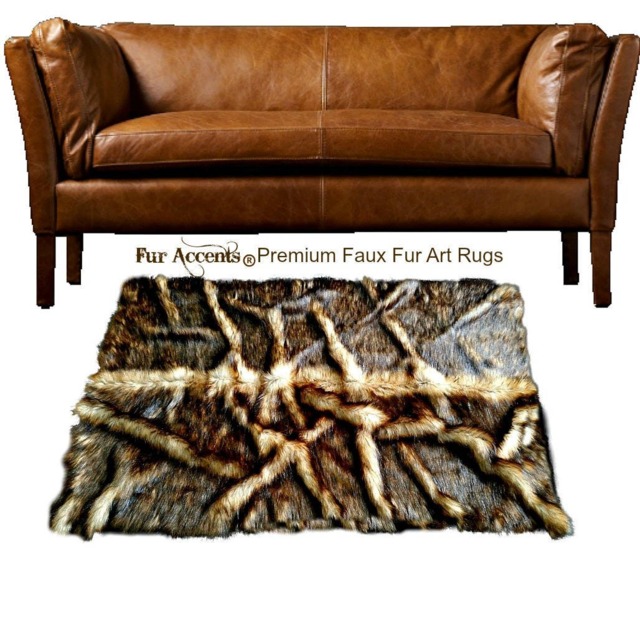 Plush Faux Fur Area Rug - Red Brown Fox Pelt Design