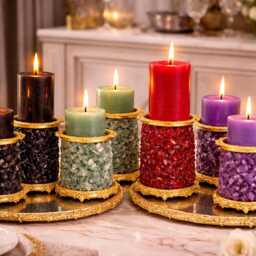 Unique Crystal Candle Holder Bubble Glass Pedestal Modern Table Centerpiece - thumbnail 2