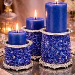 Unique Crystal Candle Holder Bubble Glass Pedestal Modern Table Centerpiece - thumbnail 3