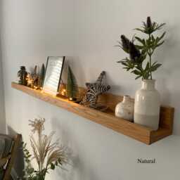 Solid Oak Picture Ledge - Floating Wood Gallery Wall Shelf Custom Heavy Duty Photo Display Nursery Bookshelf Handcrafted UK - thumbnail 3