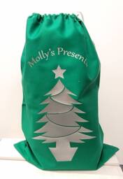 Personalised Santa Sack - Add Any Name. Christmas Tree Design. Made in England