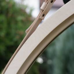 "Round Mirror/Leather Circle Scandinavian Style Minimalist Modern Strap Wall Loft ""Oslo" - thumbnail 2