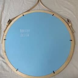 "Round Mirror/Leather Circle Scandinavian Style Minimalist Modern Strap Wall Loft ""Oslo" - thumbnail 4