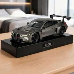 Bmw M4 Alarm Clock - Gray, Realistic Engine Sound, Working Headlights, Handmade, Car Enthusiast Gift