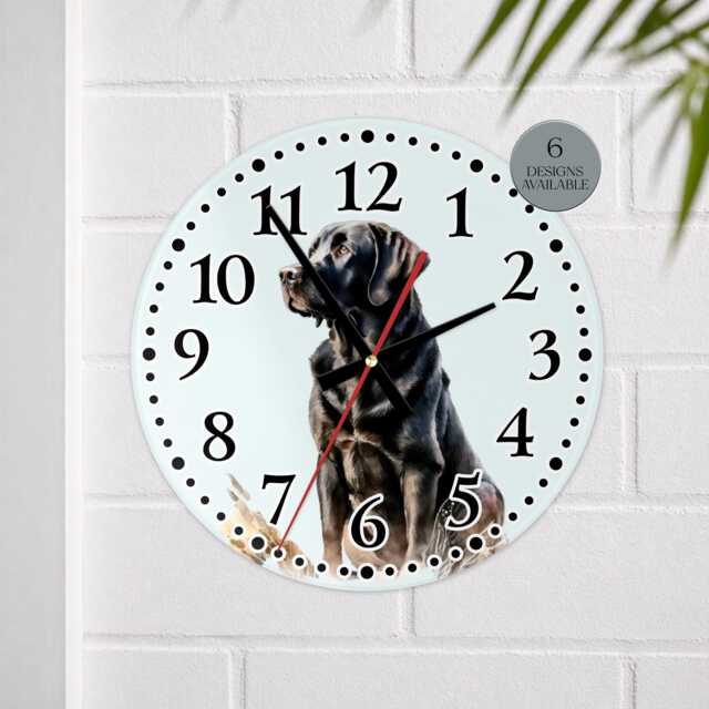 Glass Labrador Clock - Dog Home D??cor Gift For Lab Lovers Kitchen Wall - image 1
