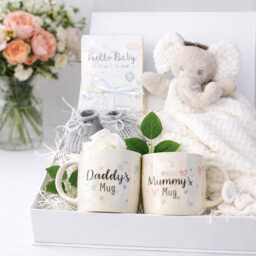 Unisex Baby Hamper Elephant Comforter, Milestone Cards, Mummy & Daddy Mugs - thumbnail 3