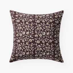 Hand Block Printed Floral Linen Pillow Cover Botanical Throw Case Modern Neutral Sofa Bed Cushion Decorative Home Accent - thumbnail 1