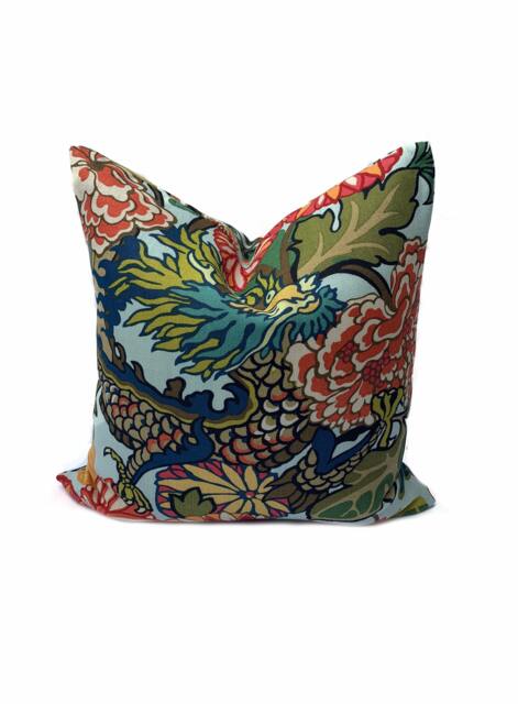 Schumacher Chiang Mai Dragon Aquamarine Double Sided Cushion Covers Pillow - image 1