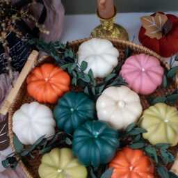 Spooky Pumpkin Candle Handmade Soy & Beeswax Halloween Decor - thumbnail 2