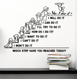 Wall Decals Quote Motivation Which Step Have You Reached Today Decal Stairs Vinyl Sticker Bedroom Nursery Home Decor Art Murals Office Ms572 - thumbnail 1