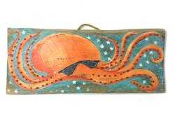 Octopus Art Hipster Beach Personalize Original Decor Ooak Shabby Chic Surf Reclaimed Wood Mangoseed