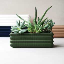 Modern Rectangular Planter With Texture - Indoor Plant Pot Gift For Succulent Lovers - thumbnail 1