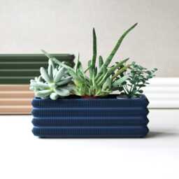 Modern Rectangular Planter With Texture - Indoor Plant Pot Gift For Succulent Lovers - thumbnail 3