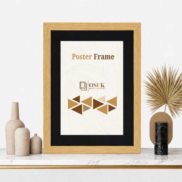 Oak Photo Frame With Mounts - Picture Poster Frames Sizes A1-A5 Wall Hanging Art Wedding Gifts With Image Display & Home Decor - image 1