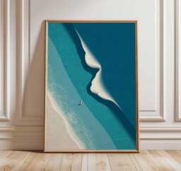 Beach Wall Art, Coastal Ocean Poster Print, Minimalist Aerial Seascape Artwork, Modern Decor, Abstract Wave Print - thumbnail 1