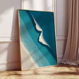 Beach Wall Art, Coastal Ocean Poster Print, Minimalist Aerial Seascape Artwork, Modern Decor, Abstract Wave Print - thumbnail 2