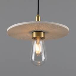 Bog Oak Organic Ceramic Disc Bathroom Pendant Light Matte White Striped 11'' Ip44 - thumbnail 2