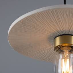 Bog Oak Organic Ceramic Disc Bathroom Pendant Light Matte White Striped 11'' Ip44 - thumbnail 3