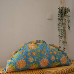 Half-Moon Cushion 70x32 - Handmade in France Cotton - thumbnail 4