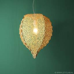 Physalis Pendant Lamp Laser-Cut Birch, Pattern Projecting Lantern - thumbnail 2