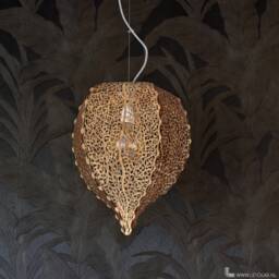 Physalis Pendant Lamp Laser-Cut Birch, Pattern Projecting Lantern - thumbnail 1