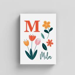 Personalised Floral Name Print - Flower Art For Kids' Bedroom Girls Room Wall Decor Bold Bloom Botanical With - thumbnail 2