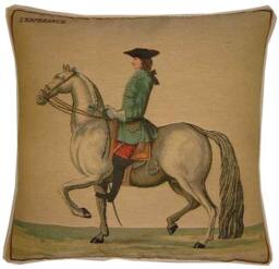 Cavalier On Horseback Green Tapestry Cushion Cover Sham - thumbnail 1