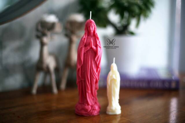 Virgin Mary Candle , Religious Statue Figurine Candle, Jesus Housewarming Gift, Christmas Gift, Saint - image 1