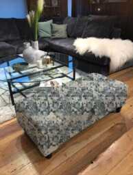 Handmade Floral Cotton Ottoman Footstool, Chesterfield Style Storage