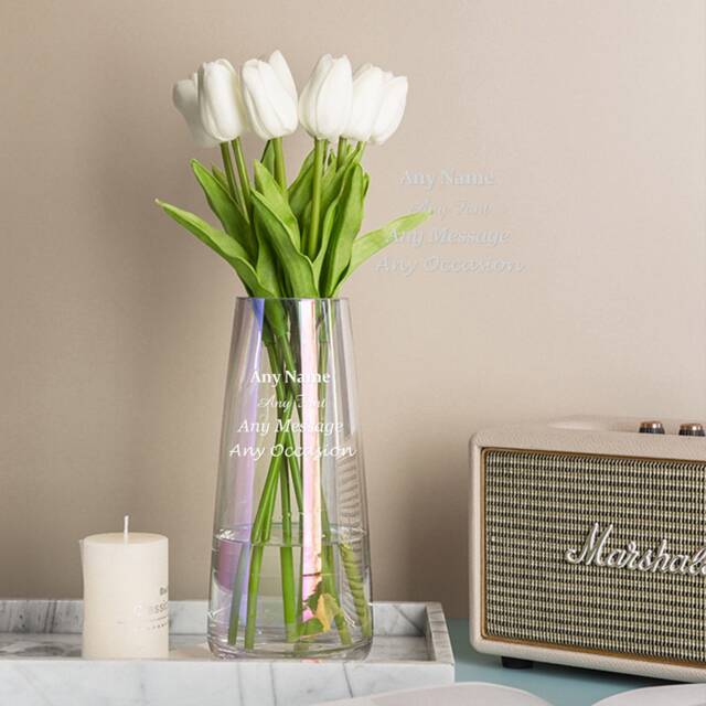 Personalised Engraved Vase Flower Rainbow Plated Glass Birthday Wedding Anniversary Gift - image 1