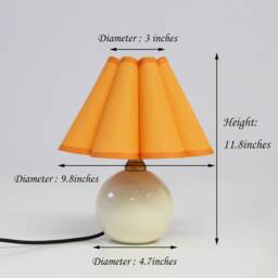 Handmade Orange Fabric Pleated Lamp Ceramic Base, Home Furnishing-25# - thumbnail 2