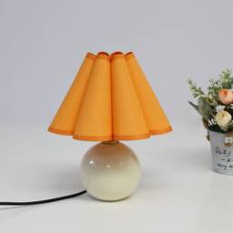 Handmade Orange Fabric Pleated Lamp Ceramic Base, Home Furnishing-25#