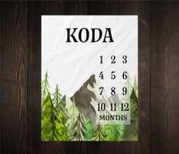 Forest Milestone Blanket Month Growth Tracker Minky Fleece Baby Shower Gift Rustic Boy Nursery Trees Woodland Watercolor - thumbnail 1