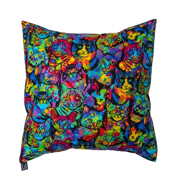 Bright & Colourful Painted Cats, Designer Cushion Cover Fits An 18