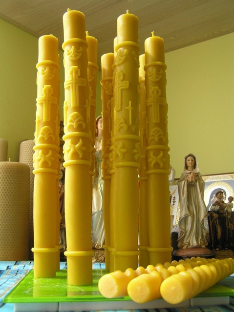 Wedding Candles, Baptismal Christening Beeswax Pure Pillar Candles - image 1