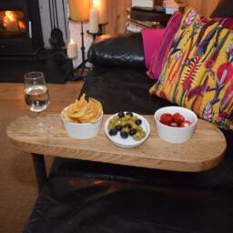 Sharing Sofa Table, Reclaimed Scaffold Board With Steel Leg, Choice Of Finishes - thumbnail 3