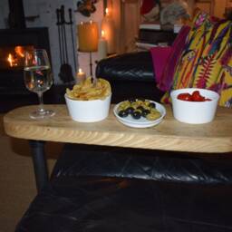 Sharing Sofa Table, Reclaimed Scaffold Board With Steel Leg, Choice Of Finishes - thumbnail 2